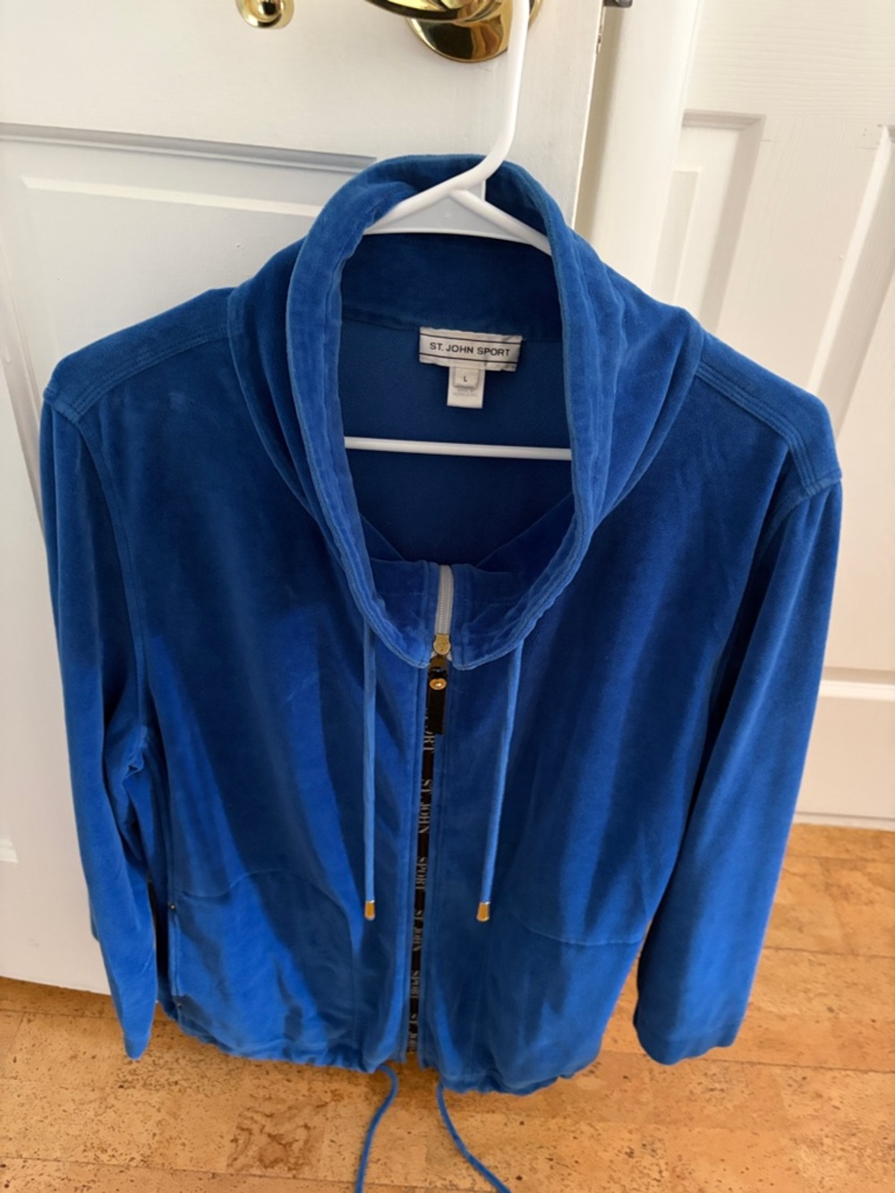 St. John Sport Women's Cobalt Velour Zip Bomber Jacket